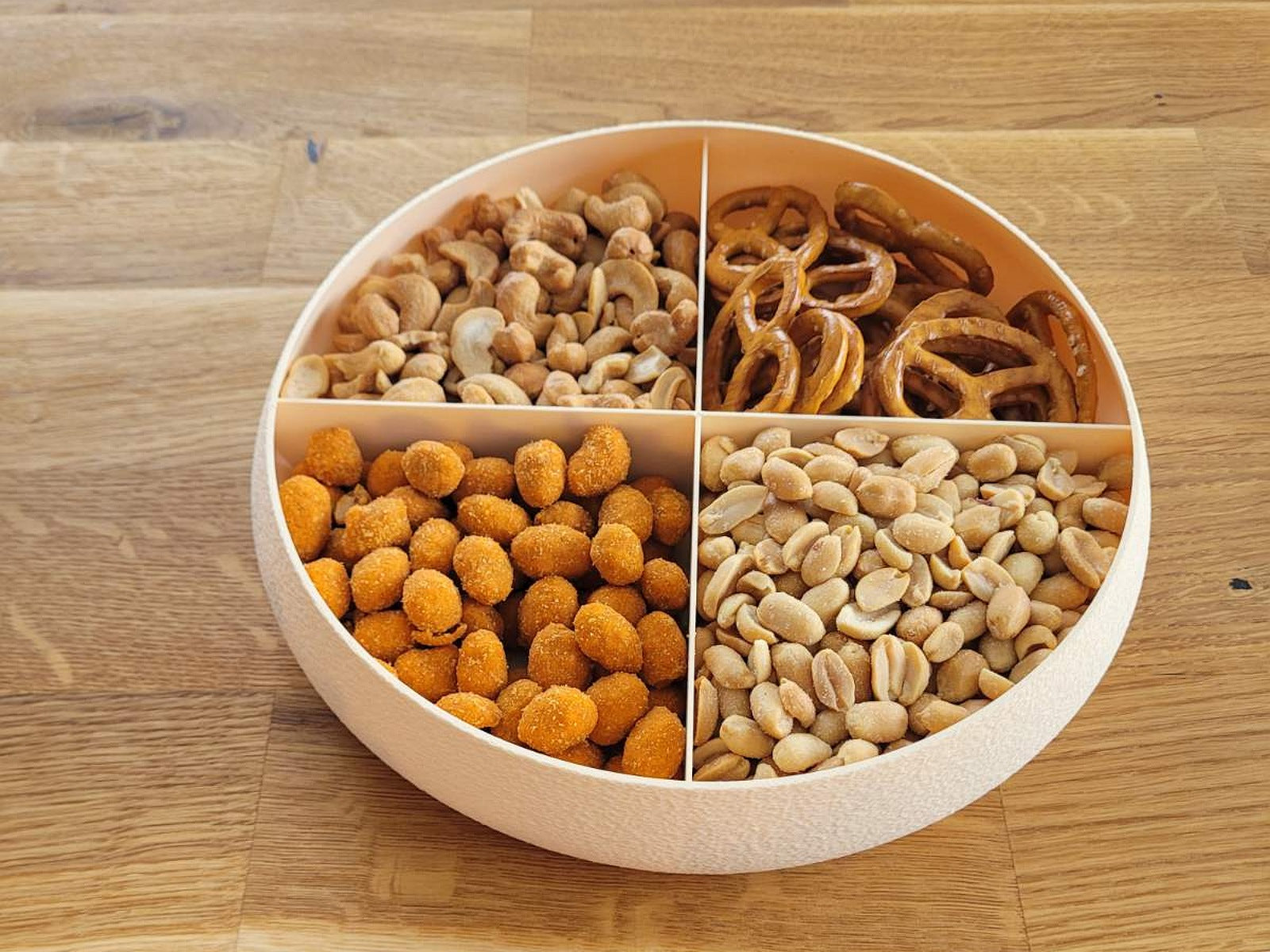 Modern 3D Printed Snack Serving Bowl with 4 Compartments