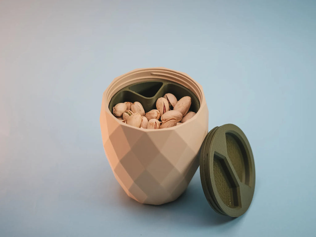 Geometric Snack Container with Shell Compartment