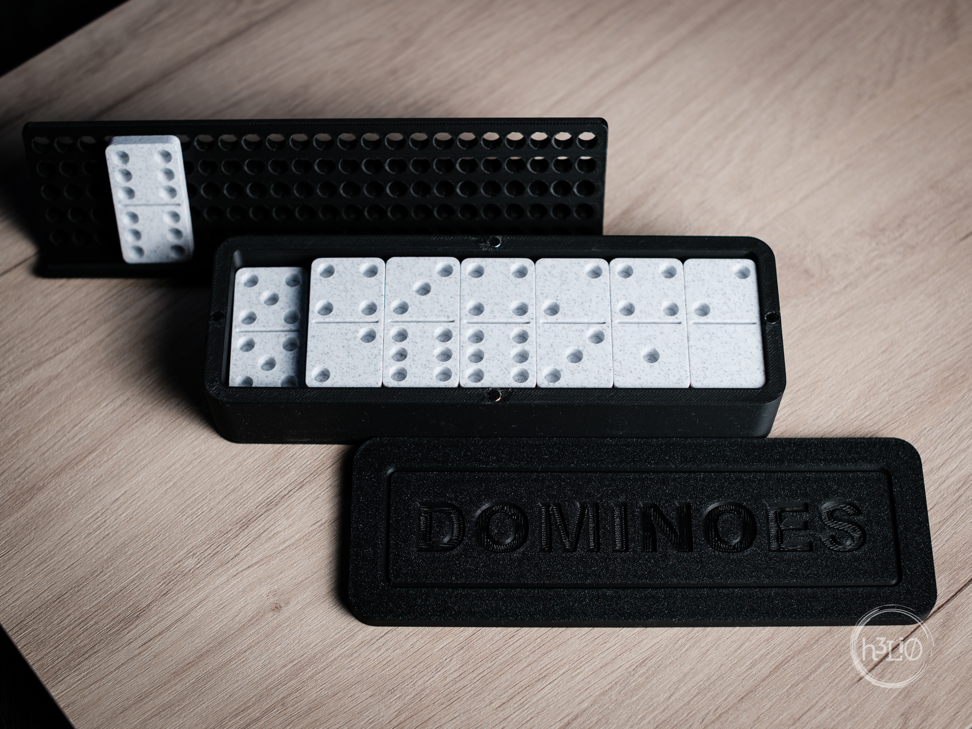 3D Printed Domino Set with Holder & Case – Premium Modern Design