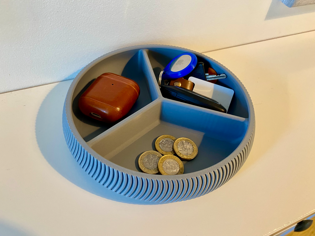 Modern 3D Printed Organizer Tray with 3 Compartments