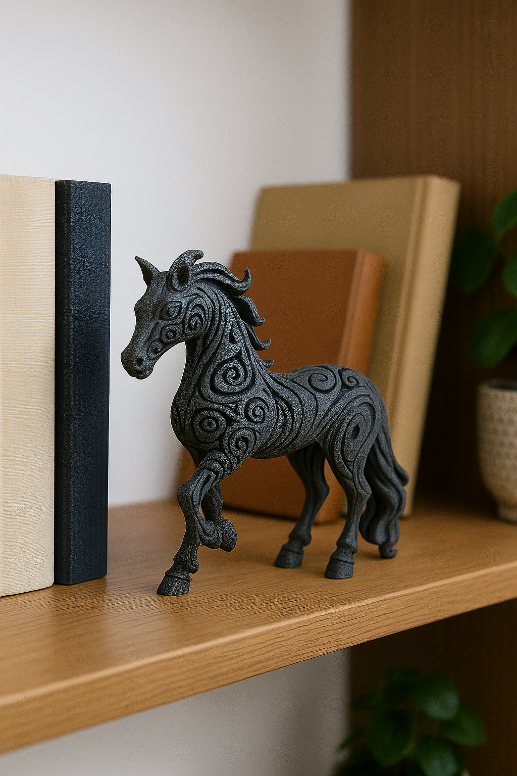 Elegant Black Horse Sculpture – Artistic Design