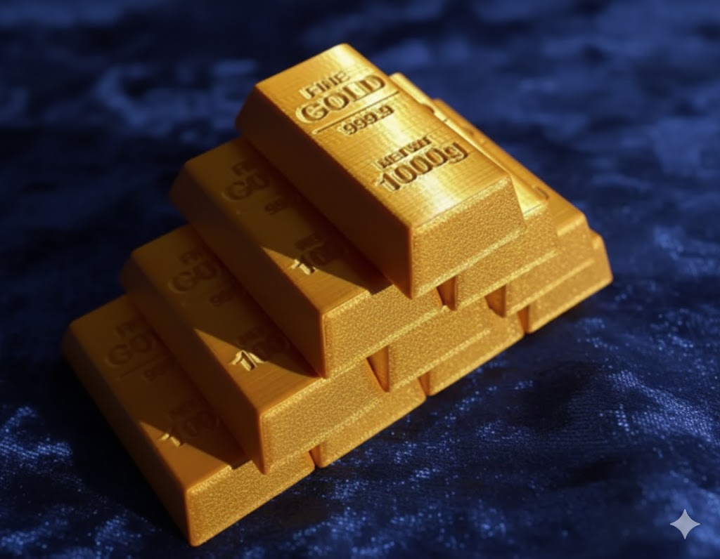 3D Printed Faux Gold Bar Prop | Realistic Bullion Desk Accessory & Paperweight [20 pieces]