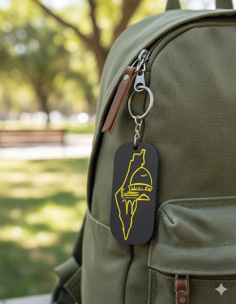 Palestine Map & Dome of the Rock Keychain | 3D Printed Cultural Heritage Accessory [5 Pieces]