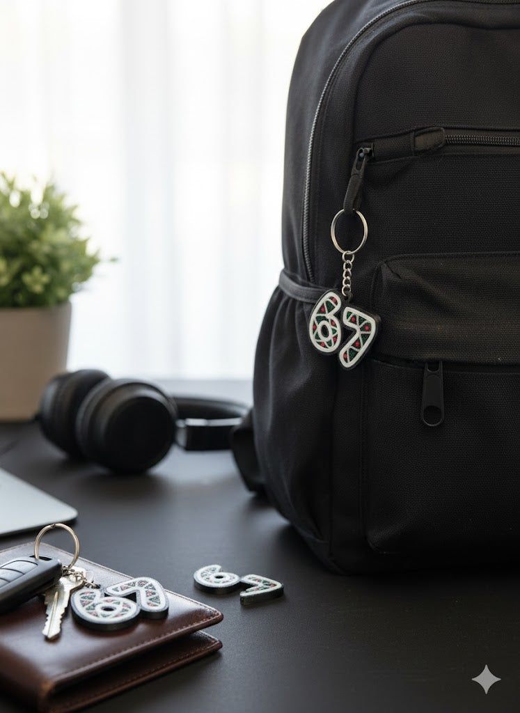 The "6-7" Essential Pack | 3D-Printed Gen Alpha Meme Charm & Keychain Set [4 pieces]