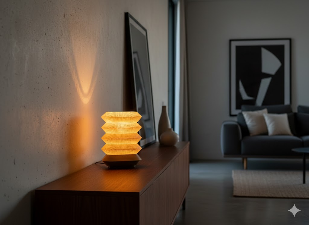 Origami Glow | 3D-Printed Geometric Accordion Table Lamp